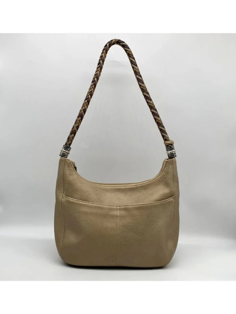 Brighton Barbados Zinc Pearl Pebbled Leather Hobo Bag